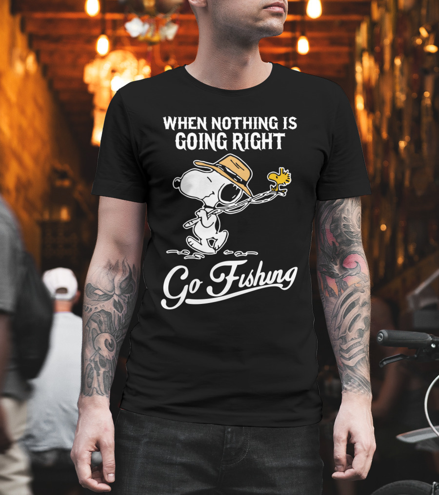 When Nothing Is Going Right Go Fishing Snoopy Peanuts T-Shirt