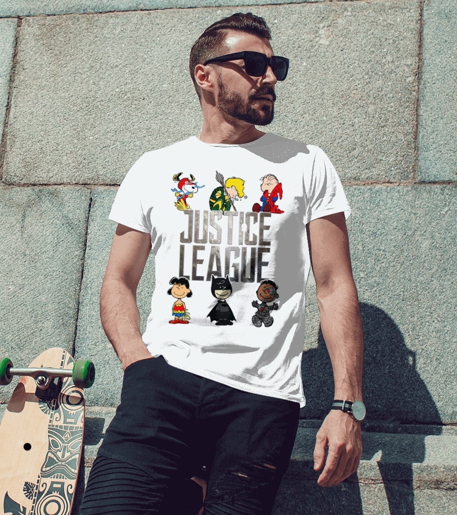 Justice League Peanuts Characters Featuring Snoopy Linus And Friends T-Shirt