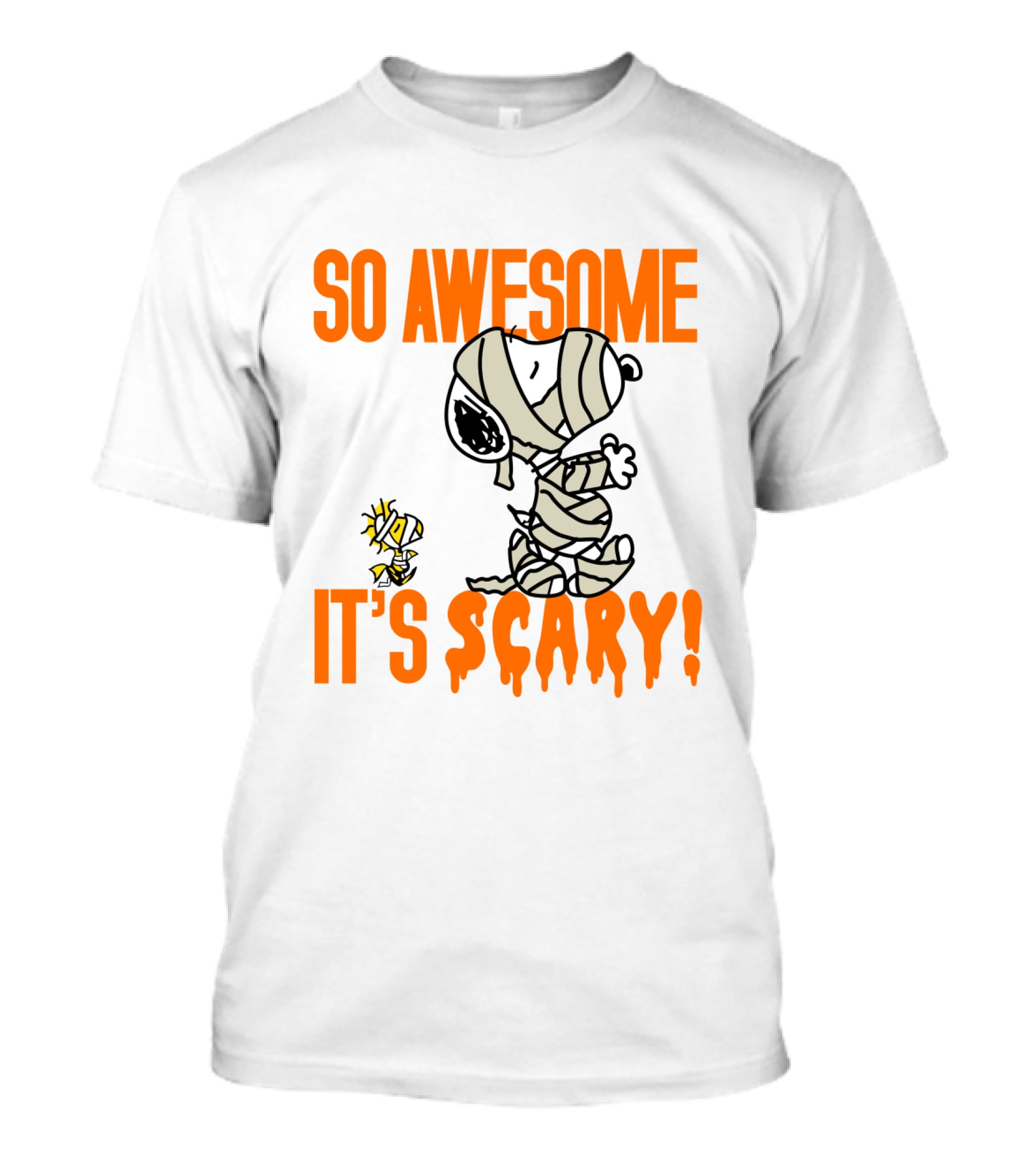 So Awesome It's Scary Funny Halloween Snoopy Peanuts Mummy Woodstock T-Shirt