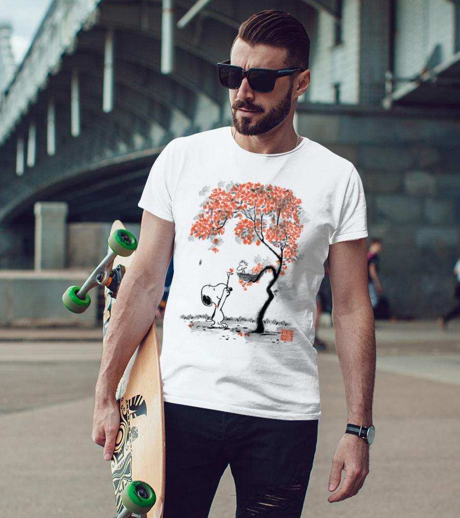 Snoopy Sumi E Tree Japanese Style The Peanuts Movie T-Shirt
