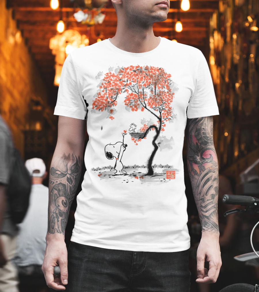 Snoopy Sumi e Tree Japanese Style The Peanuts Movie T-Shirt