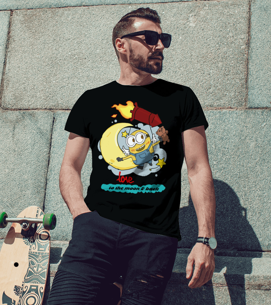 I Love You To The Moon And Back Minions Despicable Me Rocket Teddy Bear Moon Stars T-Shirt