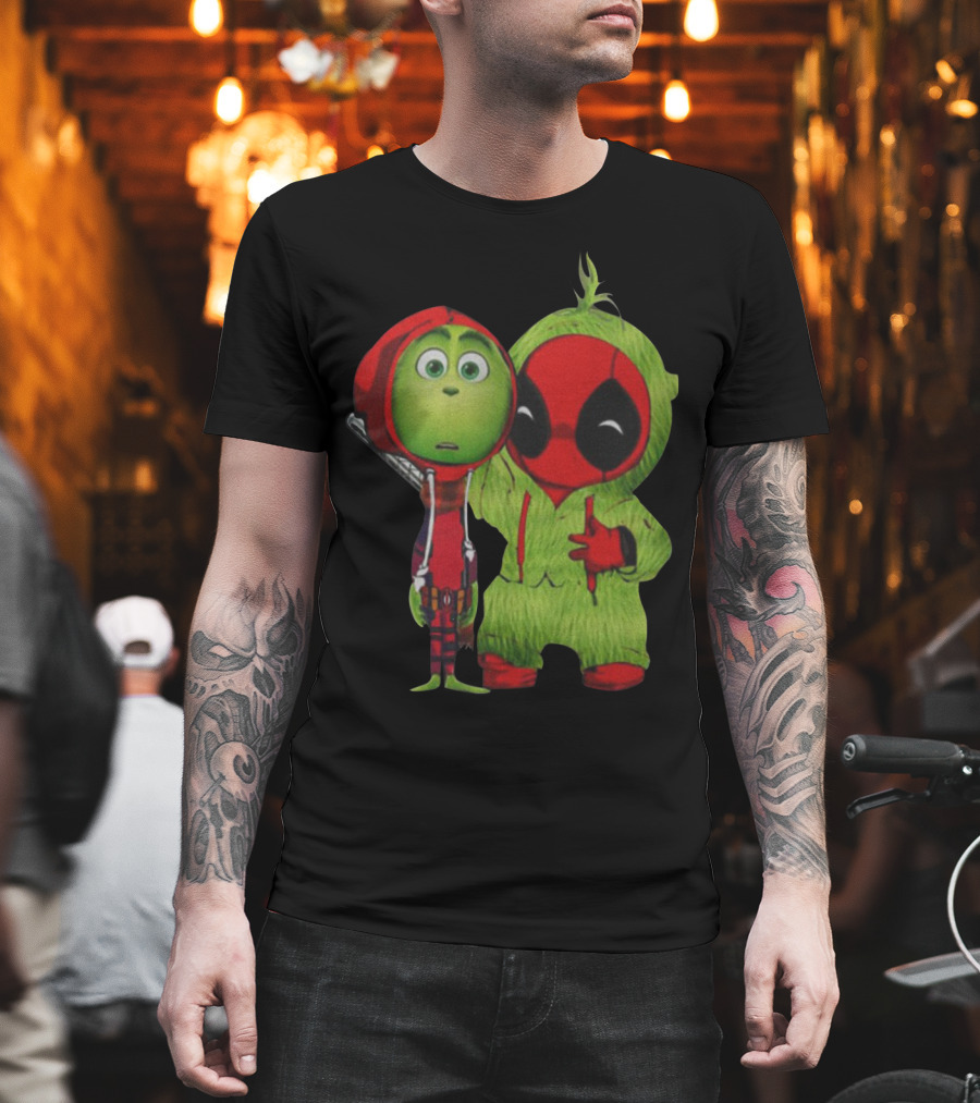 Baby Deadpool and Grinch Mashup Playful Duo T-Shirt