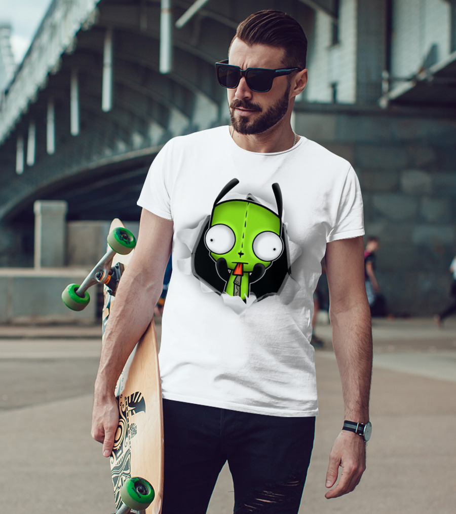 Invader Zim Gir 3D Hole Robot Face T-Shirt