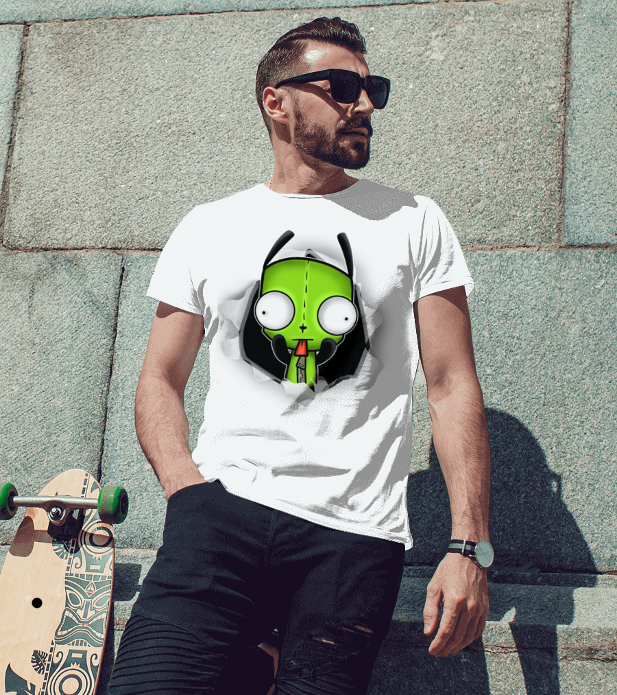 Invader Zim Gir 3D Hole Robot Face T-Shirt