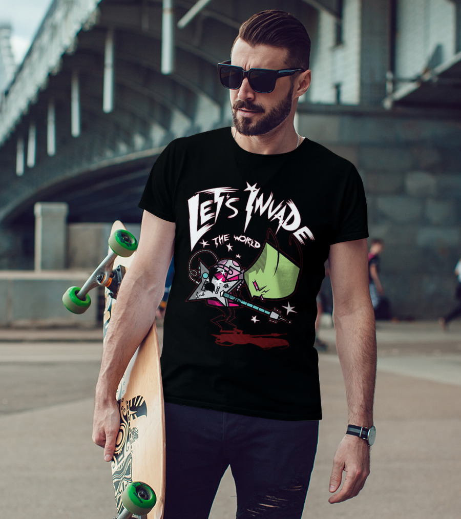 Let's Invade The World Rock Star Guitarist Gir Invader Zim T-Shirt