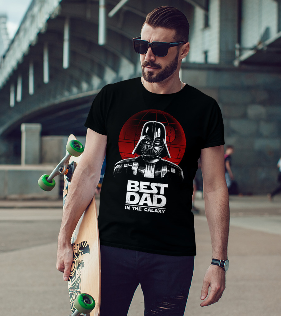Best Dad In The Galaxy Father's Day Darth Vader Star Wars Death Star T-Shirt