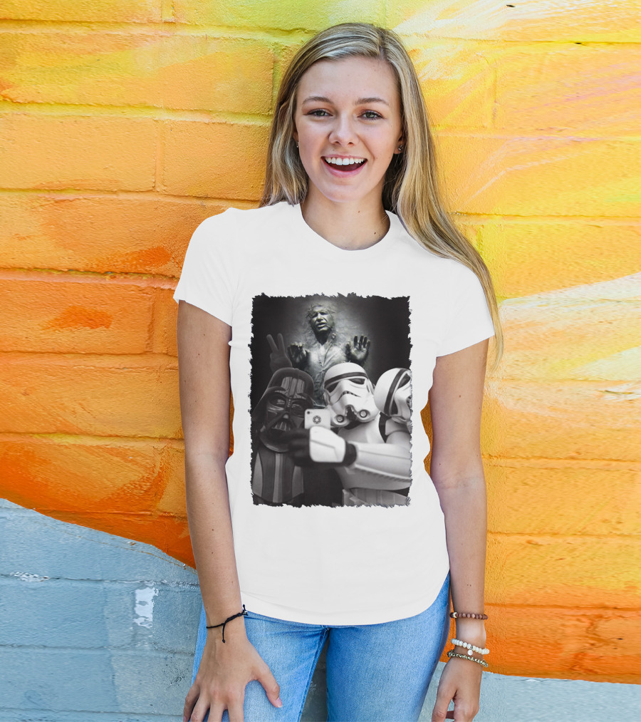 Selfie Together Darth Vader Stormtroopers Han Solo Frozen Star Wars T-Shirt