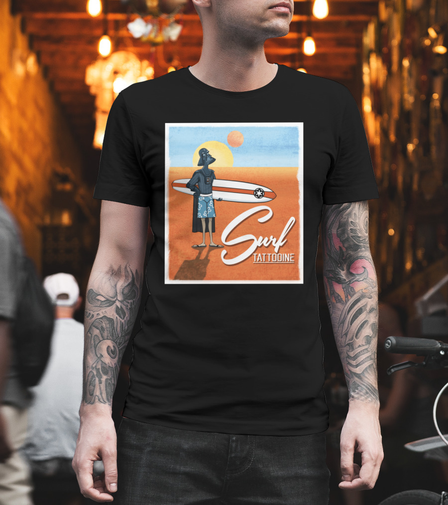 Surf Tatooine Darth Vader Star Wars Surfing Scene T-Shirt