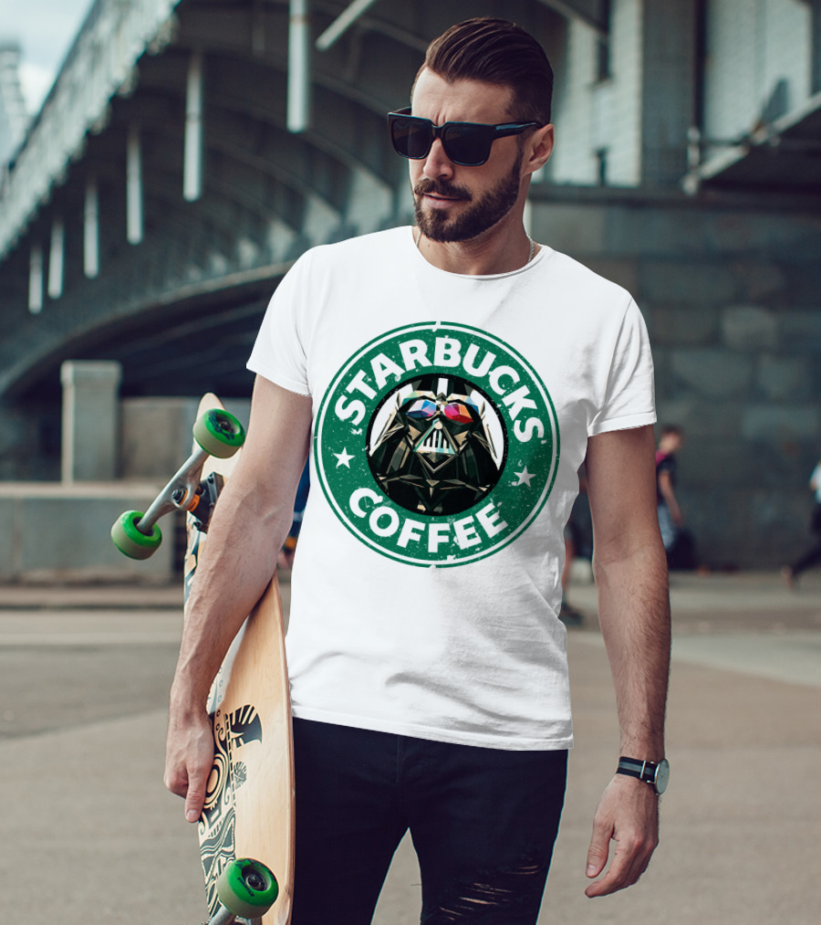 Starbucks Coffee Darth Vader Star Wars Logo Mashup T-Shirt
