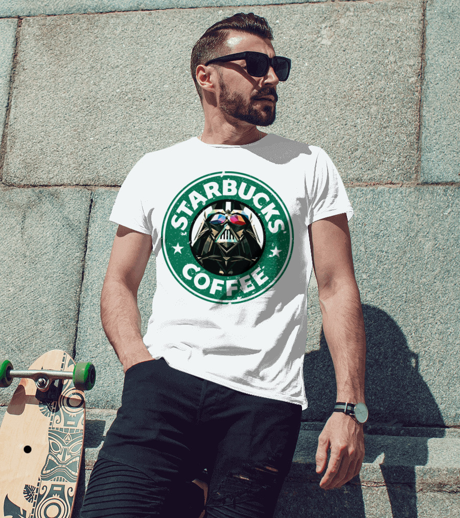 Starbucks Coffee Darth Vader Star Wars Logo Mashup T-Shirt