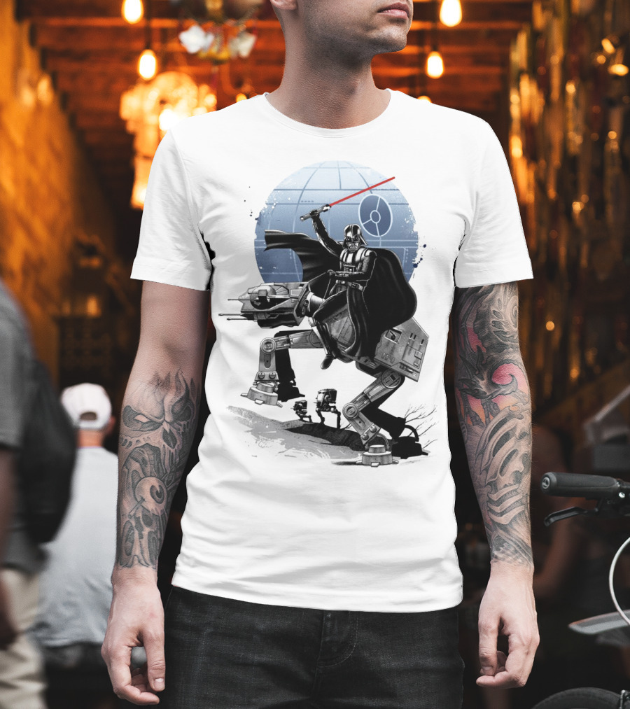 To The War Sumie Japanese Style Darth Vader on AT-AT Star Wars Death Star Background T-Shirt