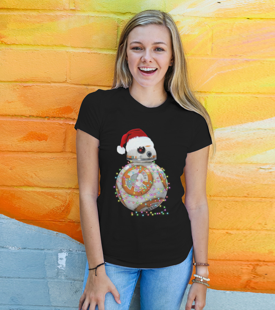 BB-8 Christmas Lights Droids Star Wars Holiday Santa Hat T-Shirt