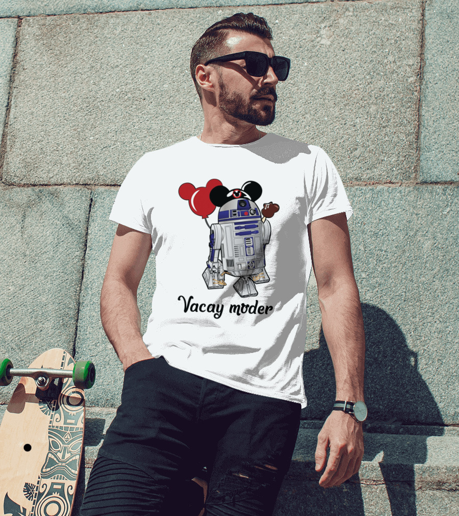 Vacay Mode R2 D2 Droids Star Wars Mickey Balloon Ice Cream T-Shirt
