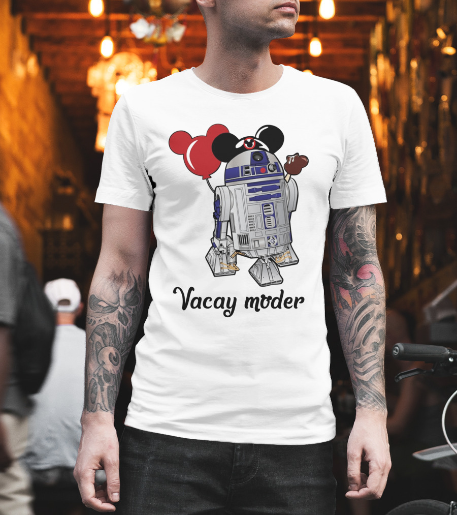 Vacay Mode R2 D2 Droids Star Wars Mickey Balloon Ice Cream T-Shirt