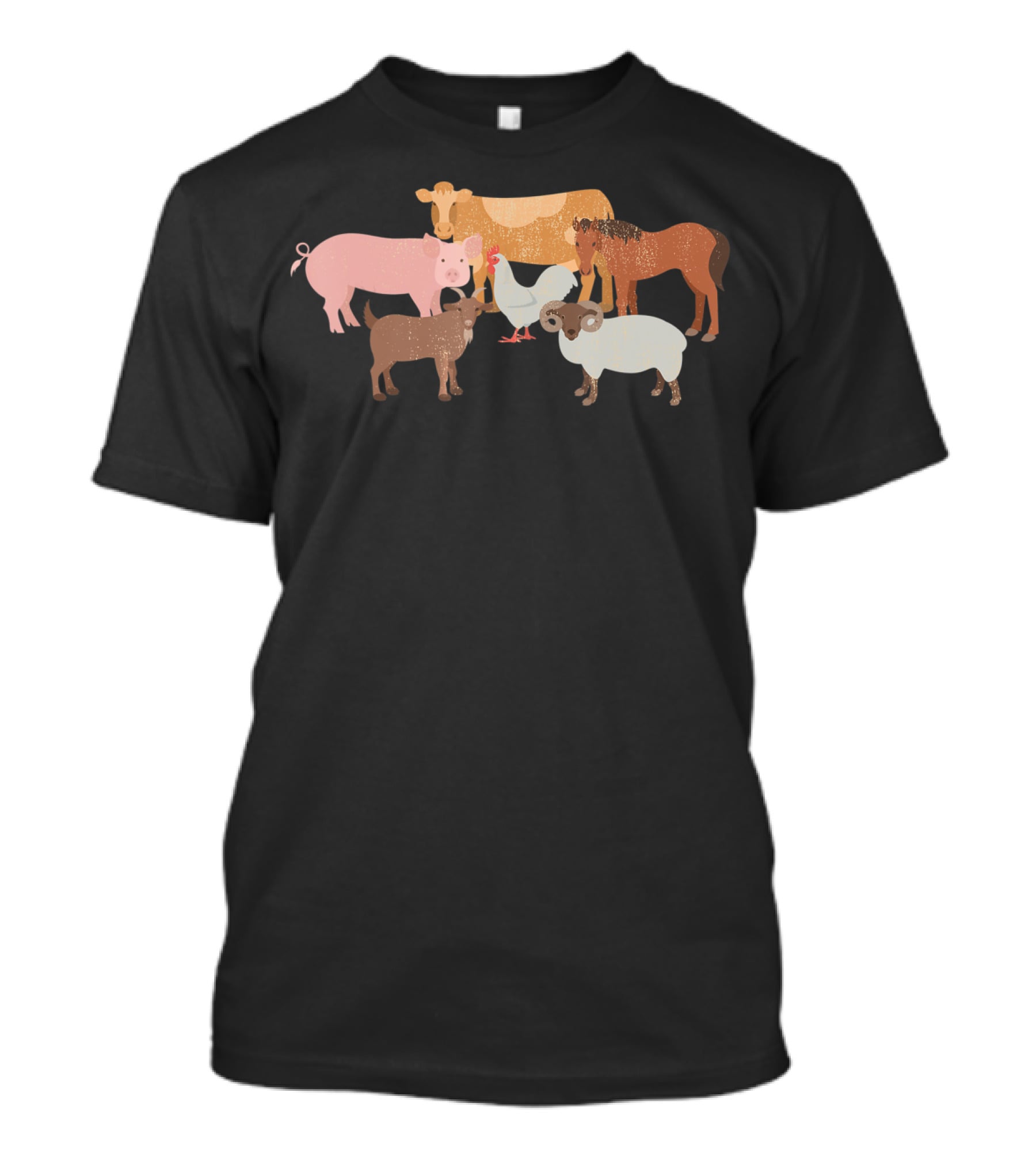 Cute Farm Animals Cow Pig Chicken Horse Sheep Goat T-Shirt