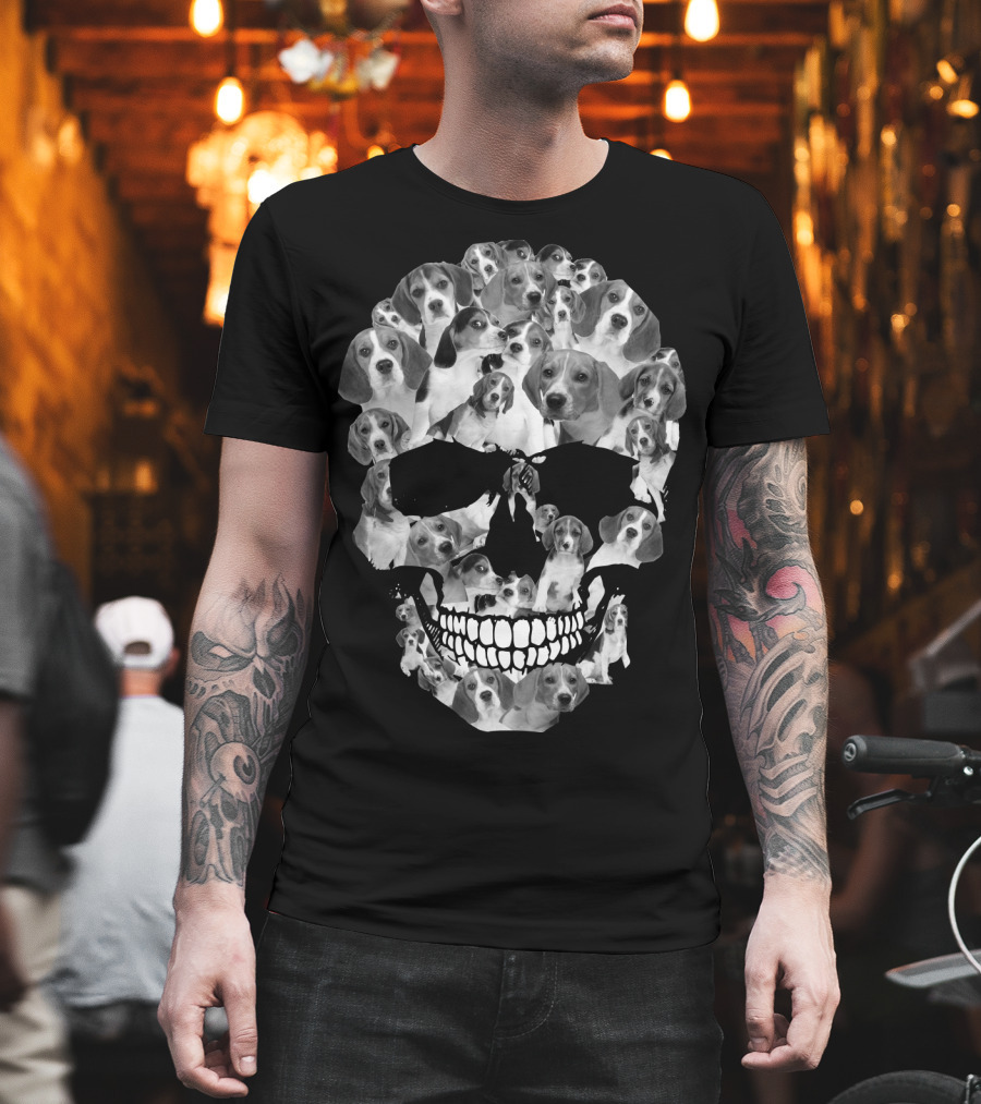 Beagle Skull Pattern of Dog Faces T-Shirt