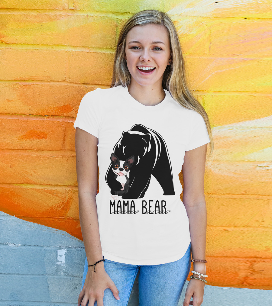 Mama Bear With Cute Dog Companion T-Shirt