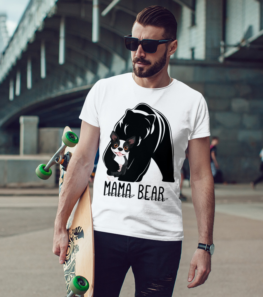 Mama Bear With Cute Dog Companion T-Shirt