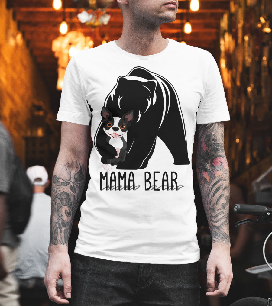 Mama Bear With Cute Dog Companion T-Shirt