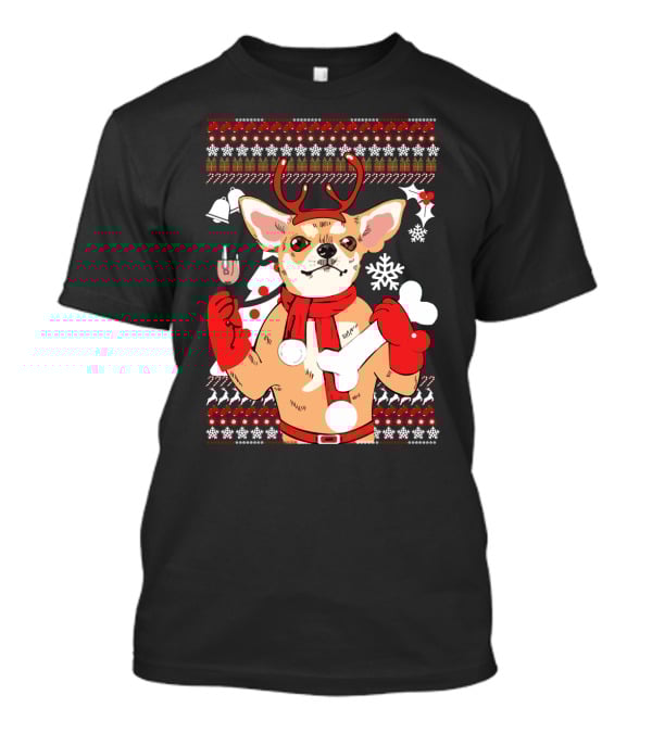 Chihuahua Reindeer Christmas Ugly T-Shirt