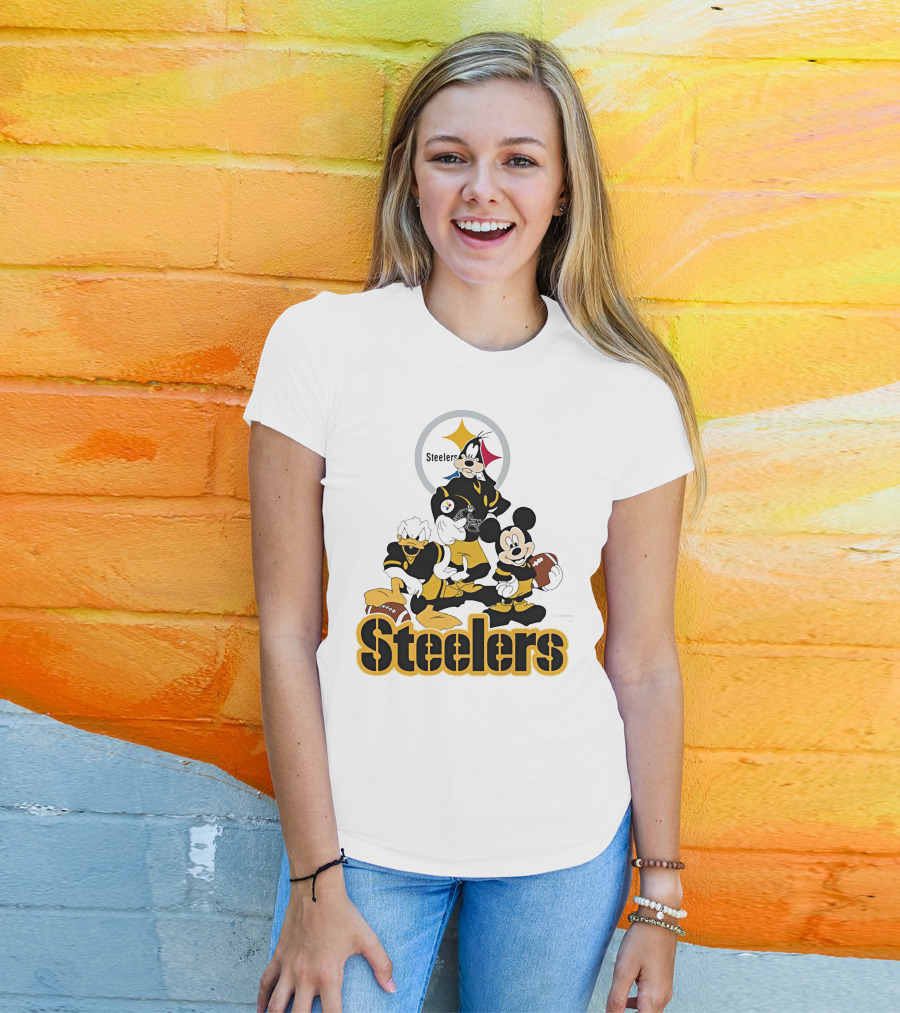 Mickey Donald Goofy Pittsburgh Steelers Football Characters T-Shirt