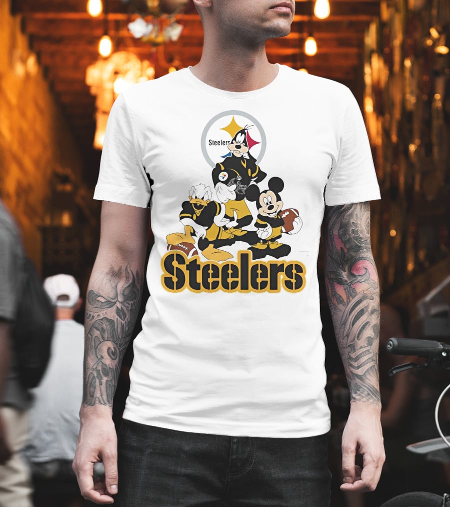 Mickey Donald Goofy Pittsburgh Steelers Football Characters T-Shirt