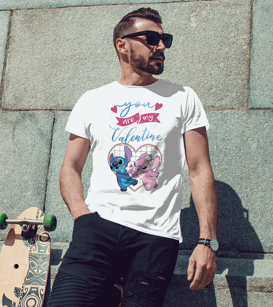 Stitch And Angel You Are My Valentine Heart T-Shirt