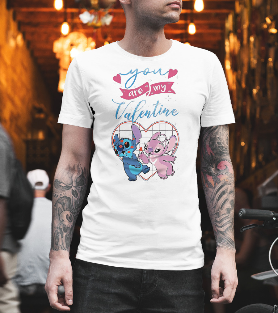 Stitch and Angel You Are My Valentine Heart T-Shirt
