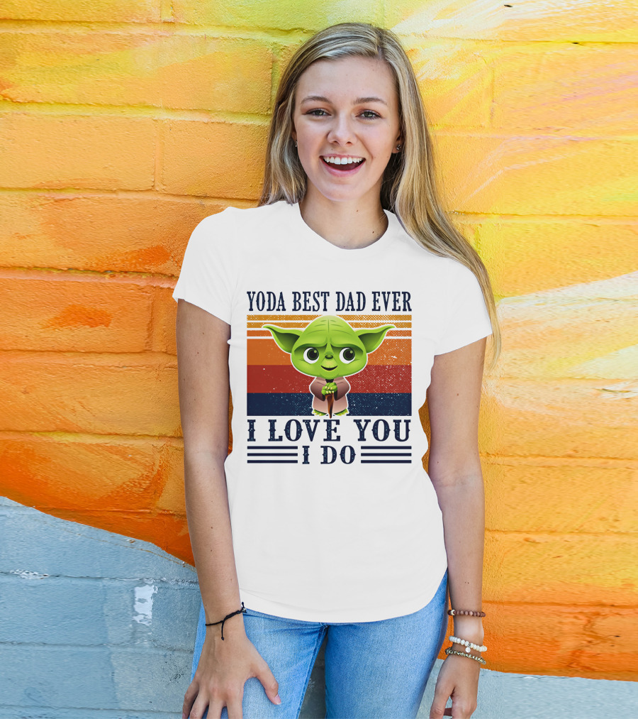 Yoda Best Dad Ever I Love You I Do Retro Stripes T-Shirt