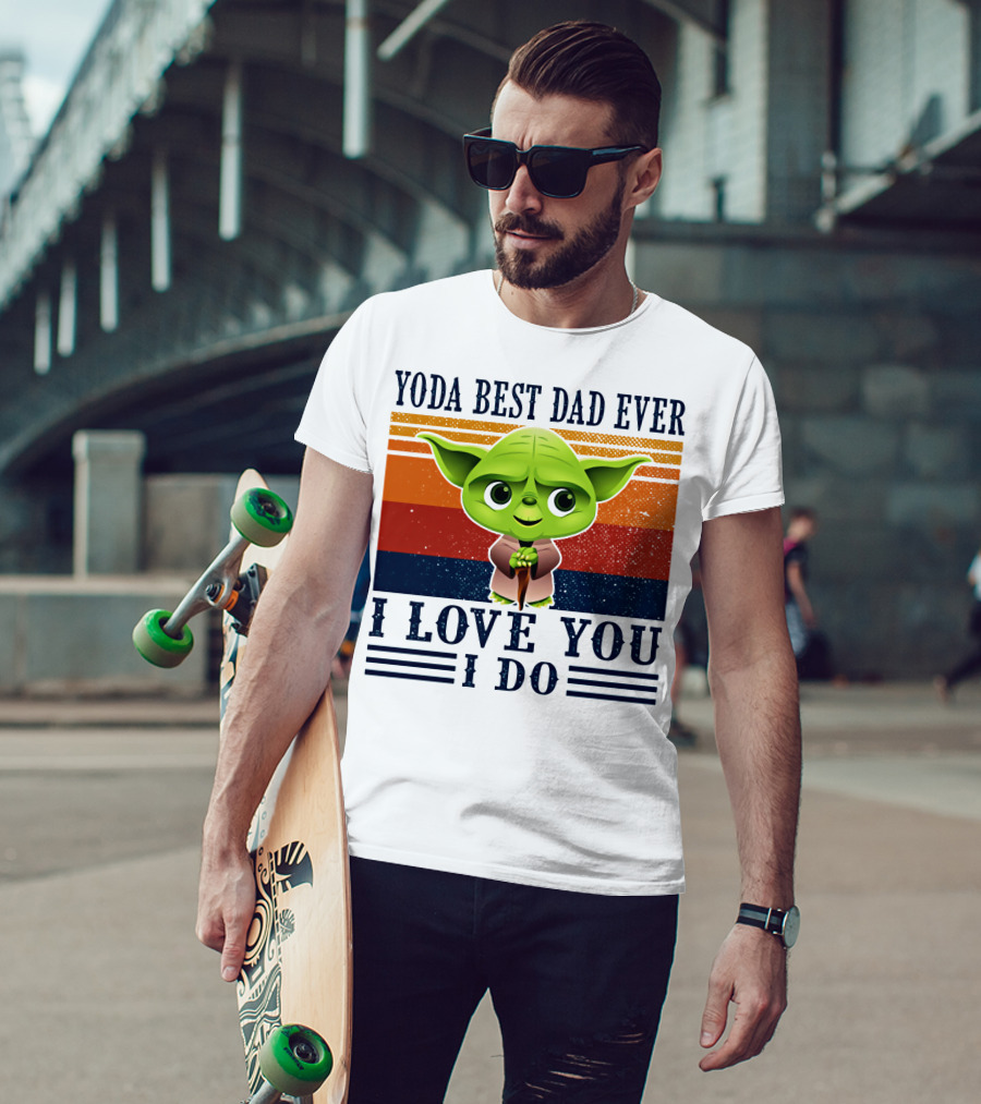 Yoda Best Dad Ever I Love You I Do Retro Stripes T-Shirt