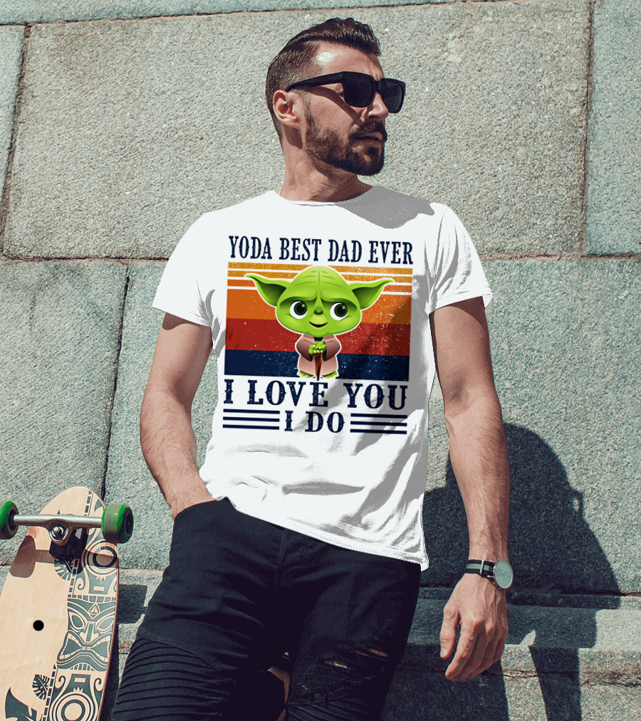 Yoda Best Dad Ever I Love You I Do Retro Stripes T-Shirt