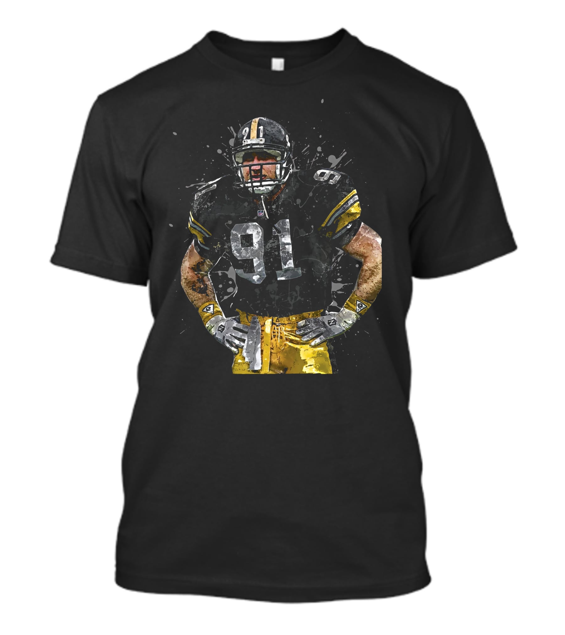 Pittsburgh Steelers Football Player 91 NFL Playoffs Splash T-Shirt
