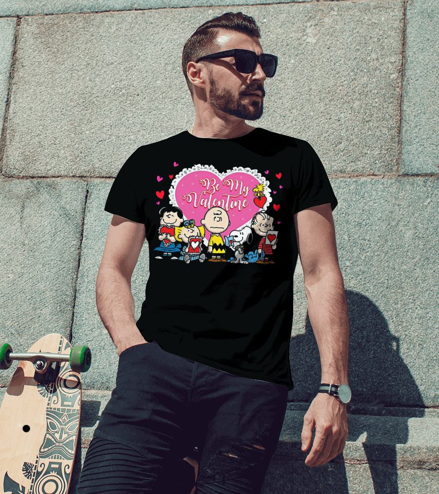 Peanuts Be My Valentine Heart And Characters T-Shirt