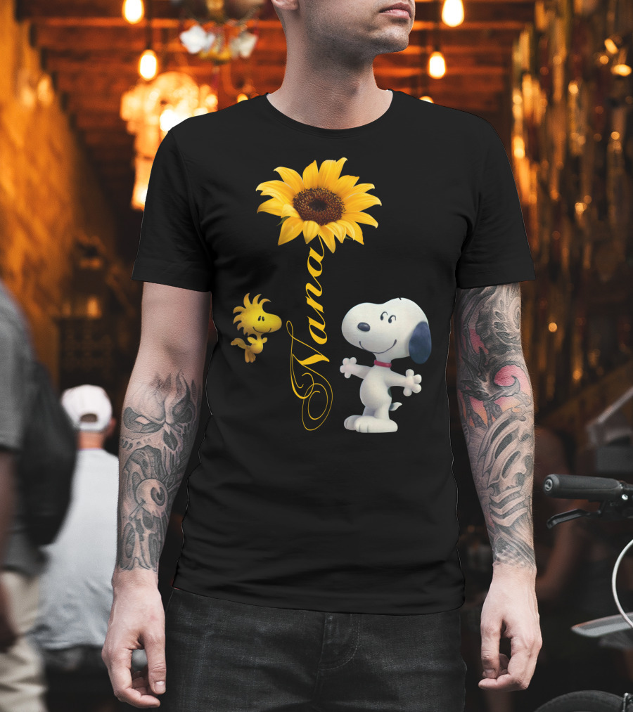 Nana Sunflower with Snoopy and Woodstock Peanuts T-Shirt