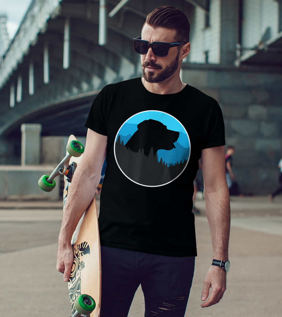 Labrador Retriever Outdoor Adventure Silhouette In Mountain Landscape T-Shirt