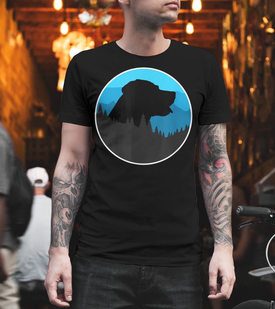 Labrador Retriever Outdoor Adventure Silhouette In Mountain Landscape T-Shirt
