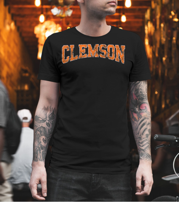Vintage Weathered Clemson Football Retro Look T-Shirt Vintage Weathered Clemson Football Retro Look T-Shirt