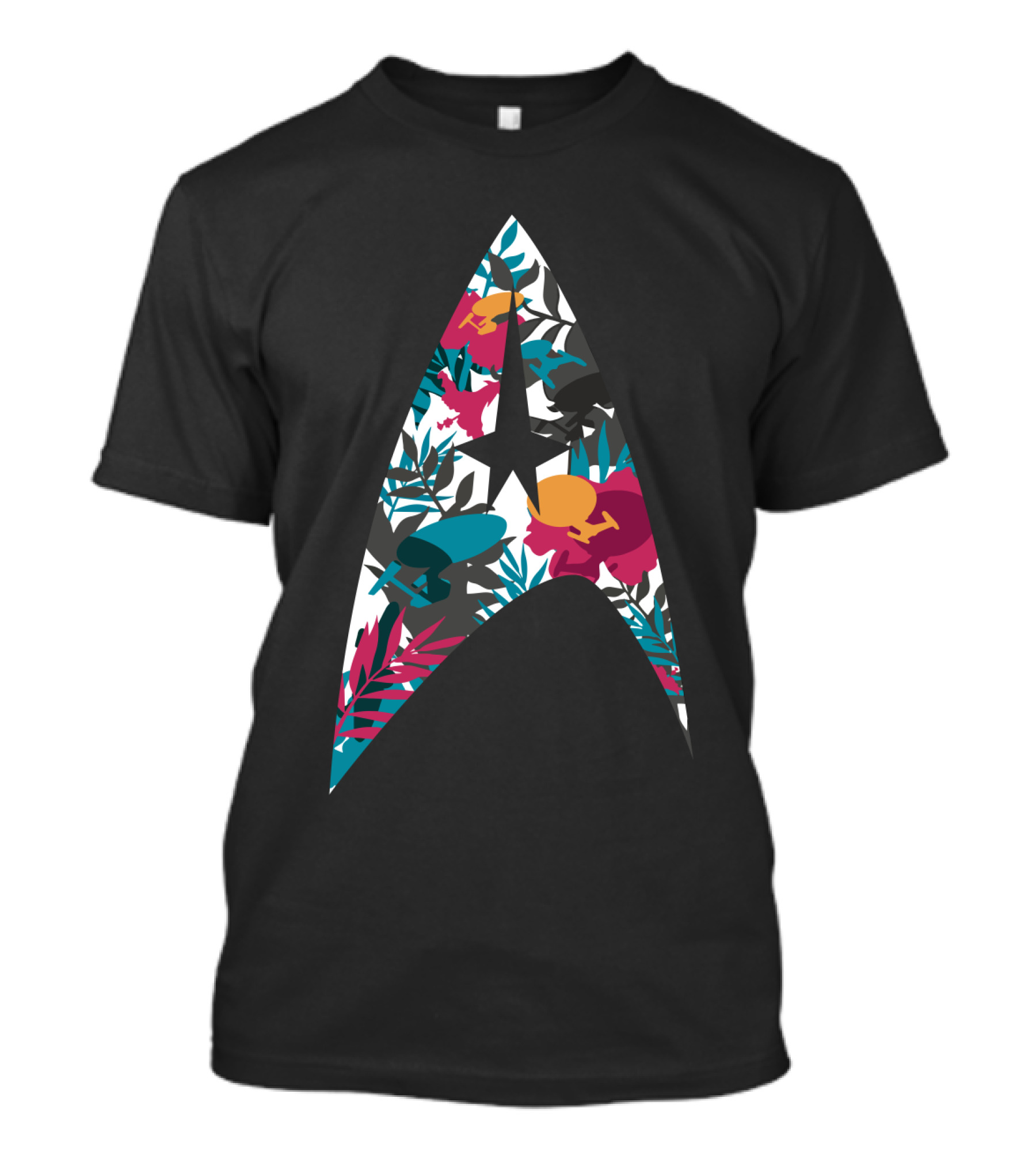 Tropical Starfleet Star Trek Floral Badge T-Shirt