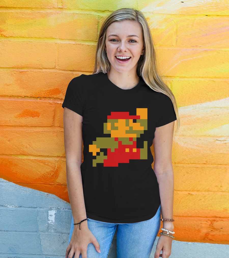 Classic 8-Bit Mario Pixel Art Character T-Shirt