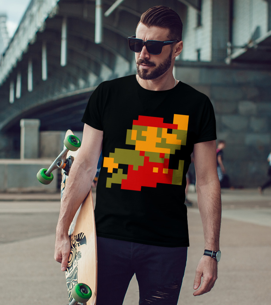 Classic 8-Bit Mario Pixel Art Character T-Shirt