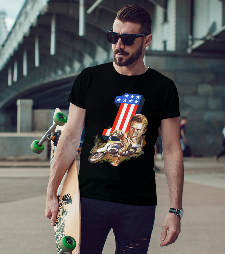 Steve McQueen Motorcycle Number One On Any Sunday T-Shirt