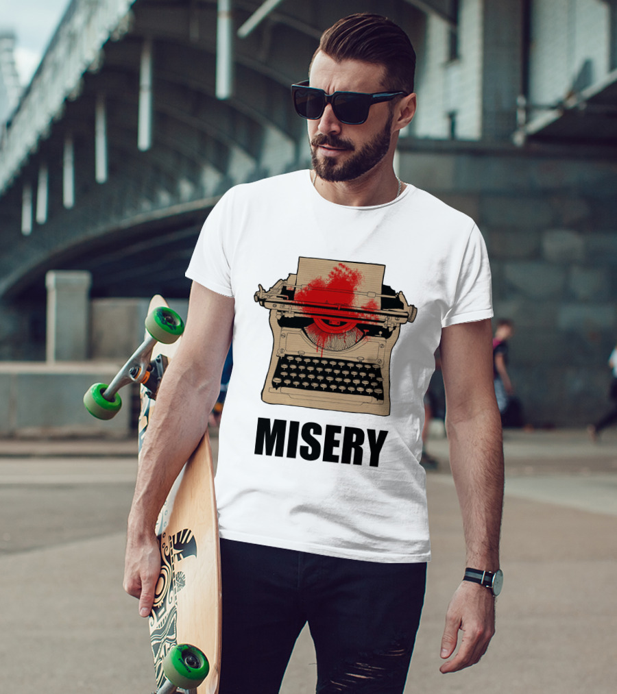 Misery Typewriter With Blood Splatter T-Shirt