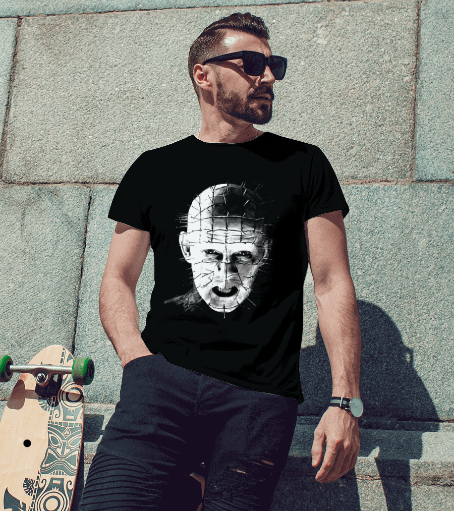 Hellraiser Pinhead Horror Icon Grayscale T-Shirt