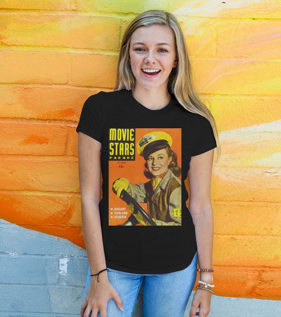 Movie Stars Parade October 15c Bogart Garland Henreid Paulette Goddard (1910) T-Shirt