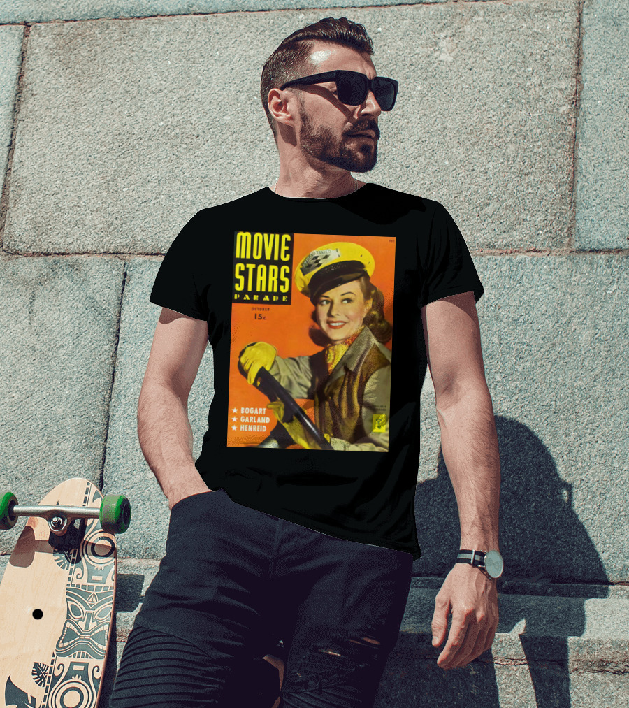 Movie Stars Parade October 15c Bogart Garland Henreid Paulette Goddard (1910) T-Shirt