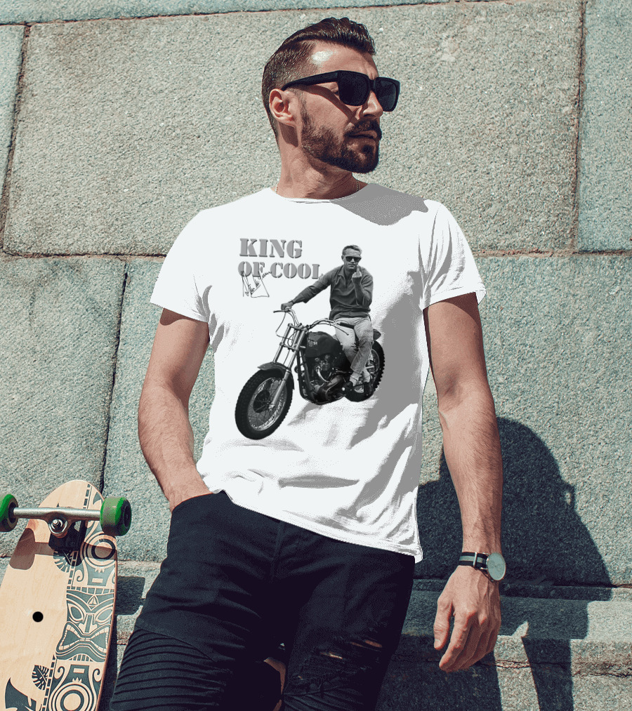 Steve McQueen King Of Cool Motorcycle Signature T-Shirt