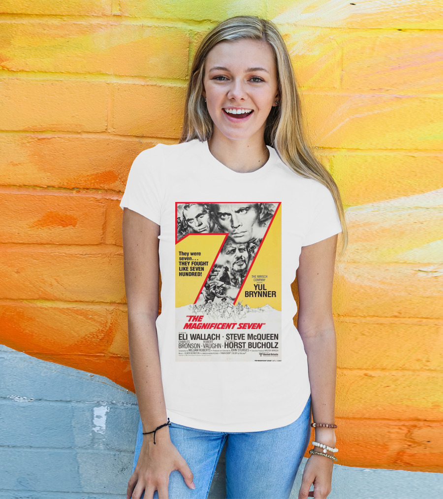 The Magnificent Seven 1960 Yul Brynner Steve McQueen Eli Wallach Charles Bronson Robert Vaughn Horst Buchholz T-Shirt