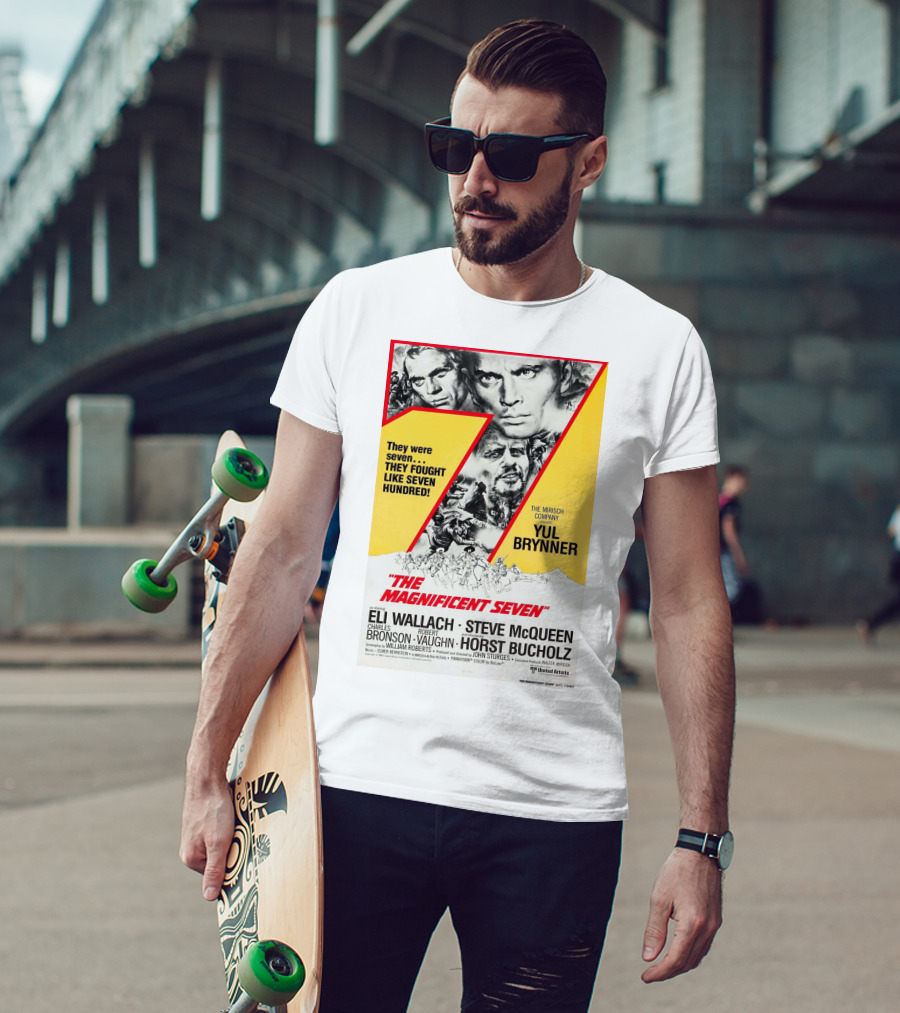 The Magnificent Seven 1960 Yul Brynner Steve McQueen Eli Wallach Charles Bronson Robert Vaughn Horst Buchholz T-Shirt