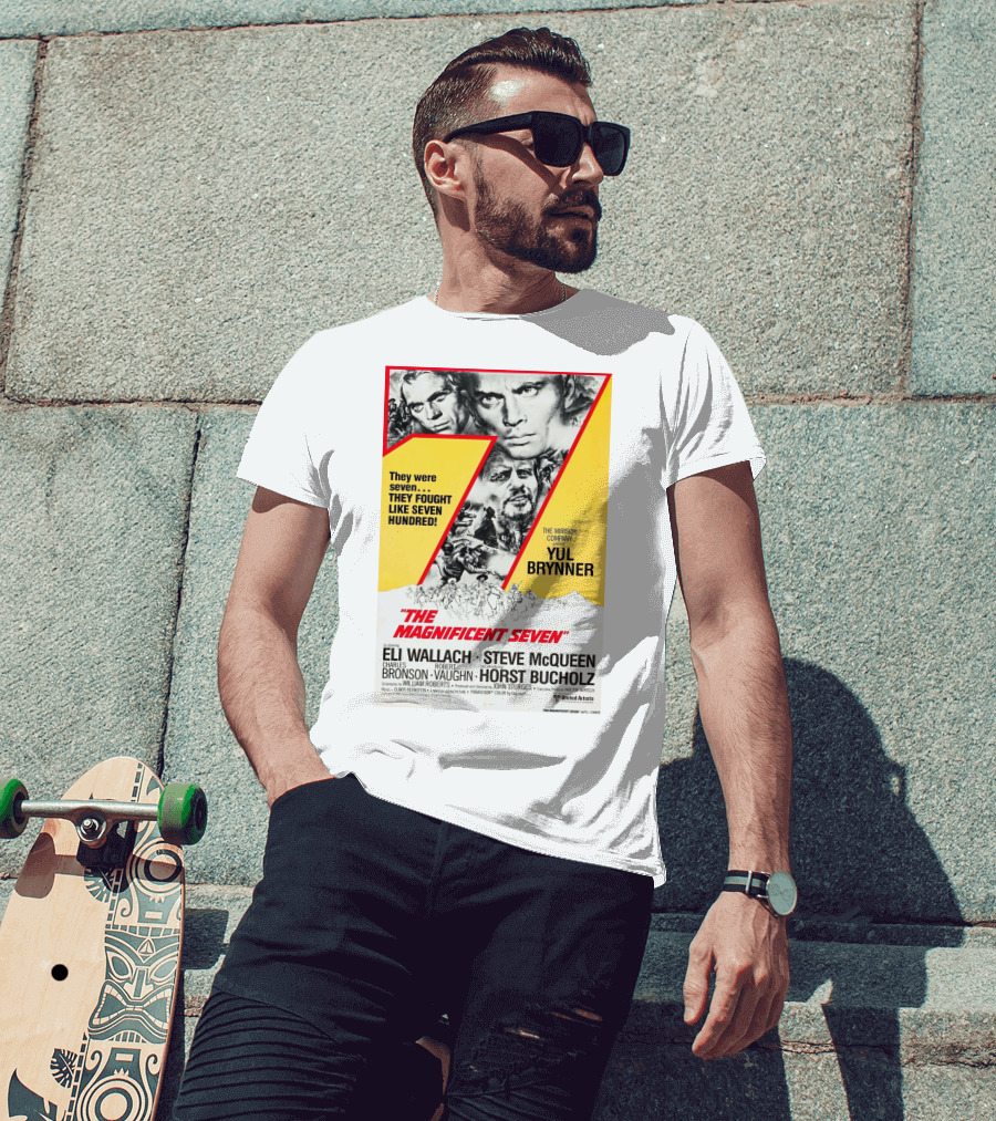 The Magnificent Seven 1960 Yul Brynner Steve McQueen Eli Wallach Charles Bronson Robert Vaughn Horst Buchholz T-Shirt